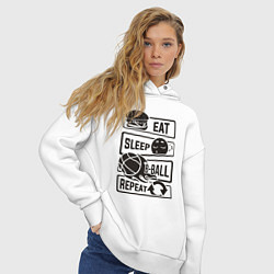 Толстовка оверсайз женская Есть спать баскетбол, цвет: белый — фото 2