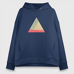 Толстовка оверсайз женская Абстрактные цветные треугольники, цвет: тёмно-синий