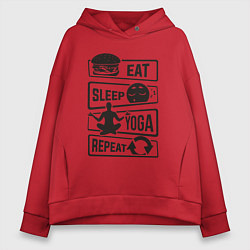 Толстовка оверсайз женская Eat sleep yoga repeat, цвет: красный