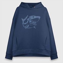 Толстовка оверсайз женская Большая акула, цвет: тёмно-синий