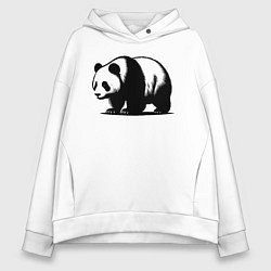 Толстовка оверсайз женская Стоящая чёрная панда, цвет: белый