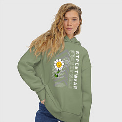 Толстовка оверсайз женская Ромашка streetwear, цвет: авокадо — фото 2