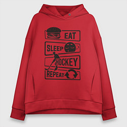 Женское худи оверсайз Eat sleep hockey