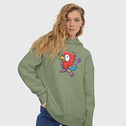 Толстовка оверсайз женская Музыкальный попугайчик, цвет: авокадо — фото 2