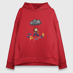 Толстовка оверсайз женская Грустно, цвет: красный