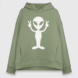 Толстовка оверсайз женская Peace alien, цвет: авокадо
