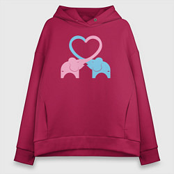 Толстовка оверсайз женская Elephants love, цвет: маджента