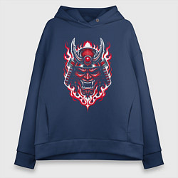 Толстовка оверсайз женская Samurai mask demon, цвет: тёмно-синий