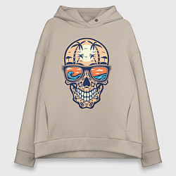 Толстовка оверсайз женская Summer skull, цвет: миндальный