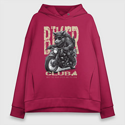 Толстовка оверсайз женская Байкер кабан на мотоцикле, цвет: маджента