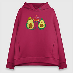 Толстовка оверсайз женская Парочка авокадо, цвет: маджента