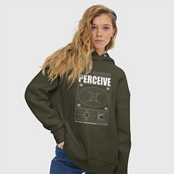 Толстовка оверсайз женская Perceive streetwear, цвет: хаки — фото 2