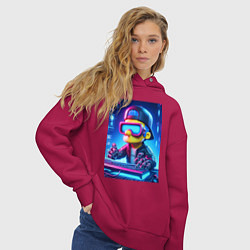 Толстовка оверсайз женская Барт Симпсон - киберспорт, цвет: маджента — фото 2