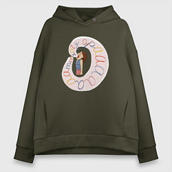 Толстовка оверсайз женская Хочу орать, цвет: хаки