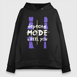 Толстовка оверсайз женская Depeche Mode - I feel you single, цвет: черный