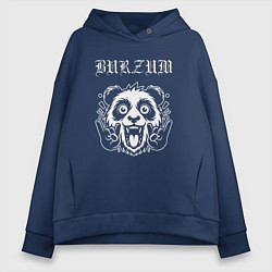 Толстовка оверсайз женская Burzum rock panda, цвет: тёмно-синий