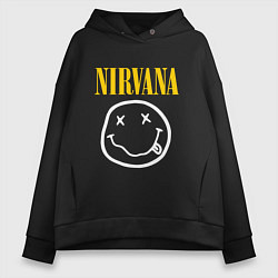 Толстовка оверсайз женская Nirvana original, цвет: черный