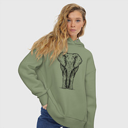 Толстовка оверсайз женская Слон анфас, цвет: авокадо — фото 2