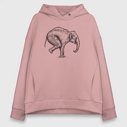 Толстовка оверсайз женская Слон акробат, цвет: пыльно-розовый