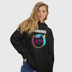 Толстовка оверсайз женская Ramones rock star cat, цвет: черный — фото 2