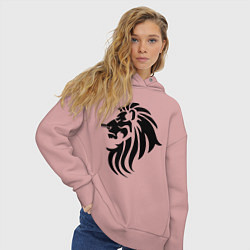 Толстовка оверсайз женская Лев тату, цвет: пыльно-розовый — фото 2