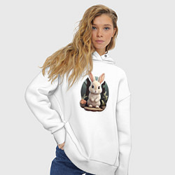 Толстовка оверсайз женская Маленький пушистый кролик, цвет: белый — фото 2