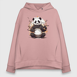 Толстовка оверсайз женская Спокойствие панды, цвет: пыльно-розовый