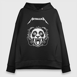 Толстовка оверсайз женская Metallica rock panda, цвет: черный
