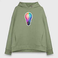 Толстовка оверсайз женская Радужная электрическая лампочка, цвет: авокадо