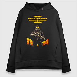Толстовка оверсайз женская Helldivers 2: War, цвет: черный