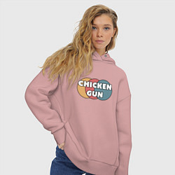 Толстовка оверсайз женская Chicken gun круги, цвет: пыльно-розовый — фото 2