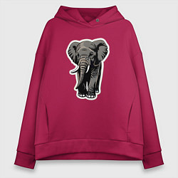 Толстовка оверсайз женская Большой африканский слон, цвет: маджента