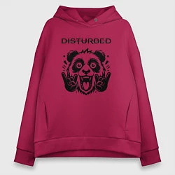 Толстовка оверсайз женская Disturbed - rock panda, цвет: маджента
