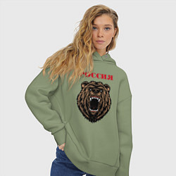 Толстовка оверсайз женская Рык медведя Россия, цвет: авокадо — фото 2