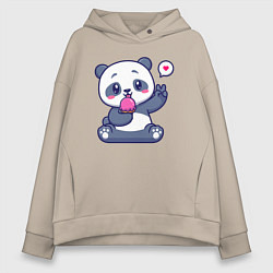 Толстовка оверсайз женская Ice cream panda, цвет: миндальный