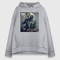 Толстовка оверсайз женская Cool cat - punks not dead, цвет: меланж