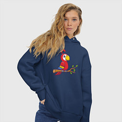 Толстовка оверсайз женская Красный попугайчик, цвет: тёмно-синий — фото 2