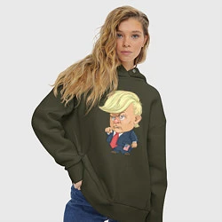 Толстовка оверсайз женская Мистер Трамп, цвет: хаки — фото 2