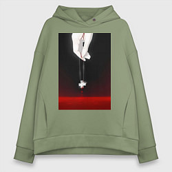 Толстовка оверсайз женская Евангелион талисман Рей, цвет: авокадо