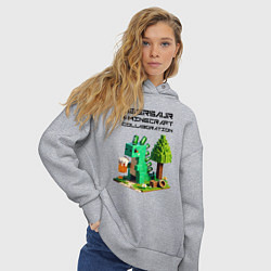 Толстовка оверсайз женская Collaboration of Minecraft and beersaur - ai art, цвет: меланж — фото 2