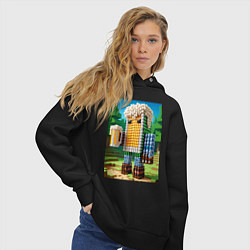 Толстовка оверсайз женская Beer dude - Minecraft ai art, цвет: черный — фото 2