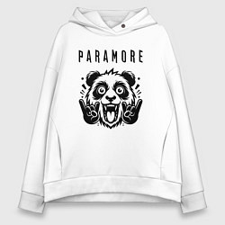 Толстовка оверсайз женская Paramore - rock panda, цвет: белый