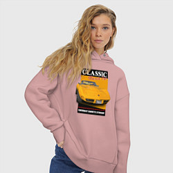 Толстовка оверсайз женская Chevrolet Corvette американский маслкар, цвет: пыльно-розовый — фото 2