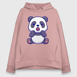 Толстовка оверсайз женская Удивлённая панда, цвет: пыльно-розовый