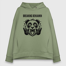 Толстовка оверсайз женская Breaking Benjamin - rock panda, цвет: авокадо