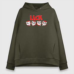 Толстовка оверсайз женская Kiss lick, цвет: хаки