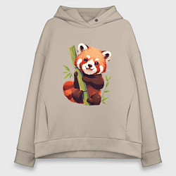 Толстовка оверсайз женская The Red Panda, цвет: миндальный