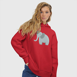 Толстовка оверсайз женская Улыбка слона, цвет: красный — фото 2