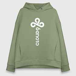 Толстовка оверсайз женская Cloud9 - vertical logo, цвет: авокадо