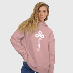 Толстовка оверсайз женская Cloud9 - vertical logo, цвет: пыльно-розовый — фото 2